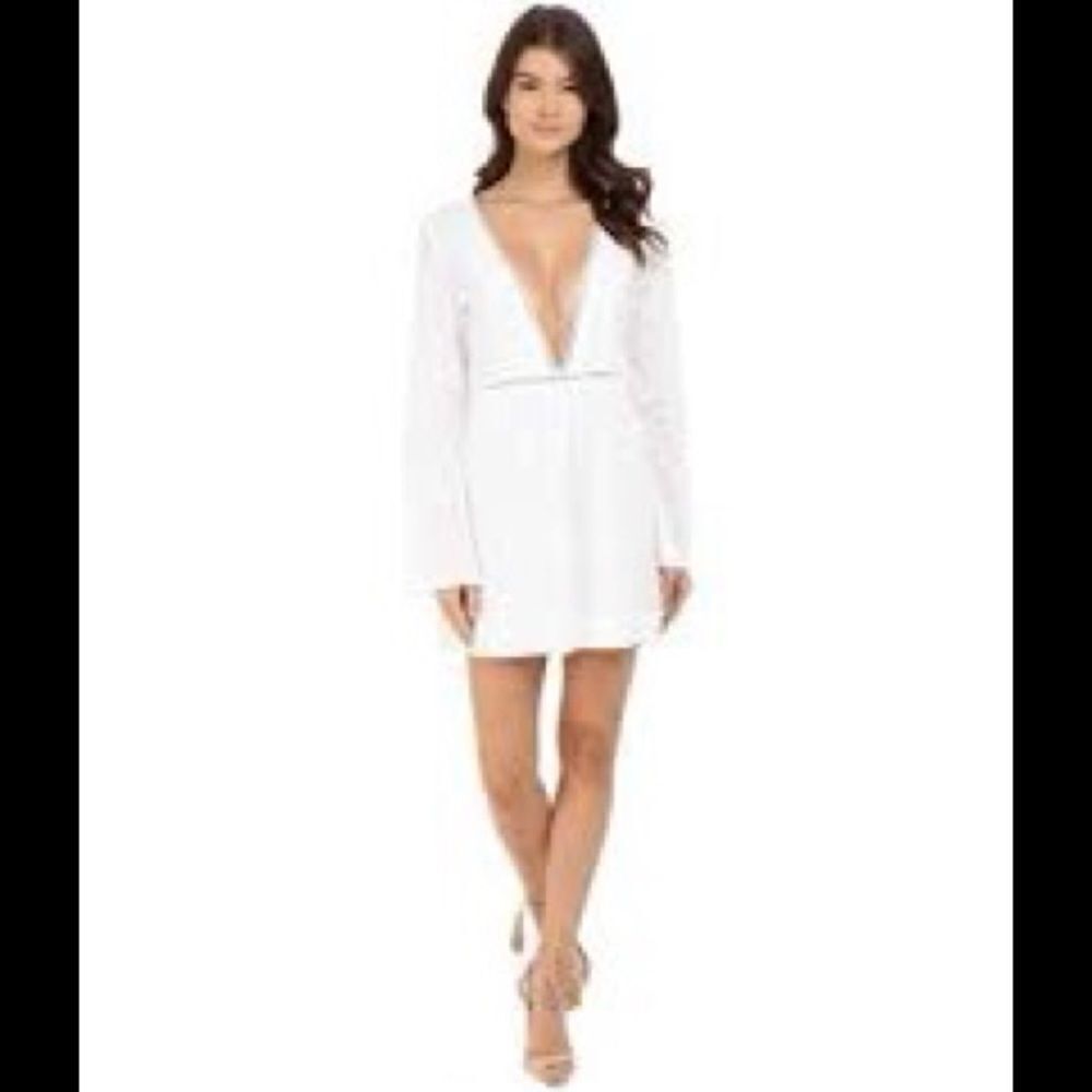 GYPSY 05 DEEP V NECK WHITE DRESS 